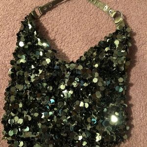 Dark Green Sequin Pocketbook, brand new